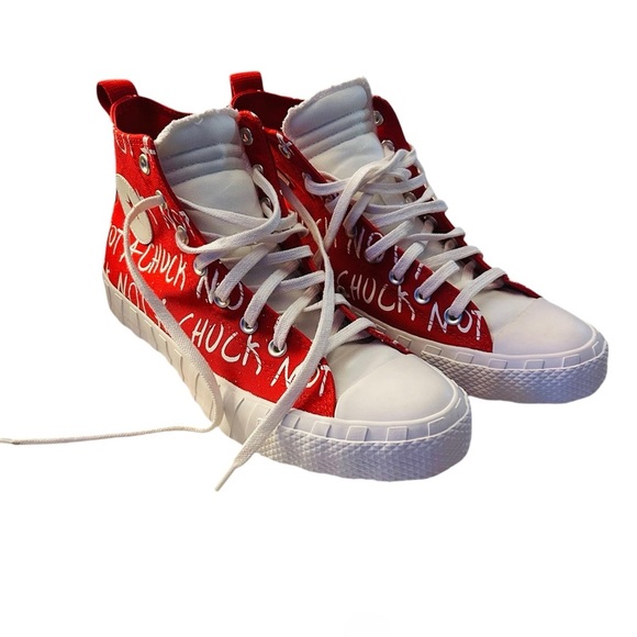 Converse Unix Red & White High Top Converse Not a Chuck Sneakers